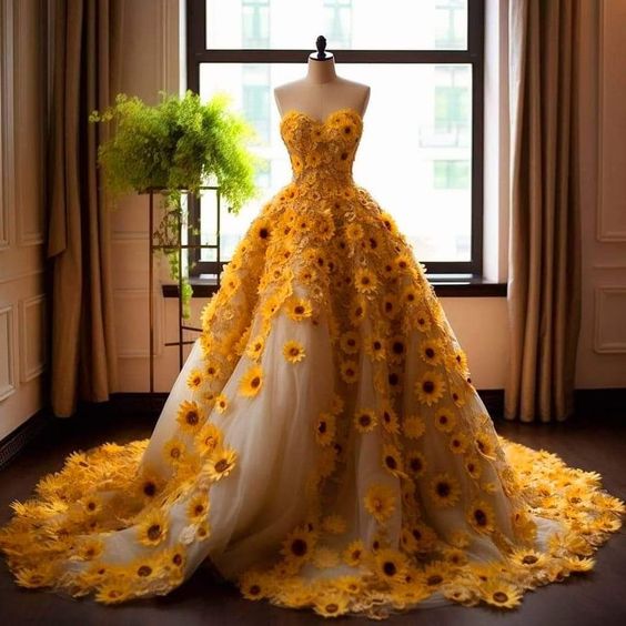 Váy cưới màu vàng